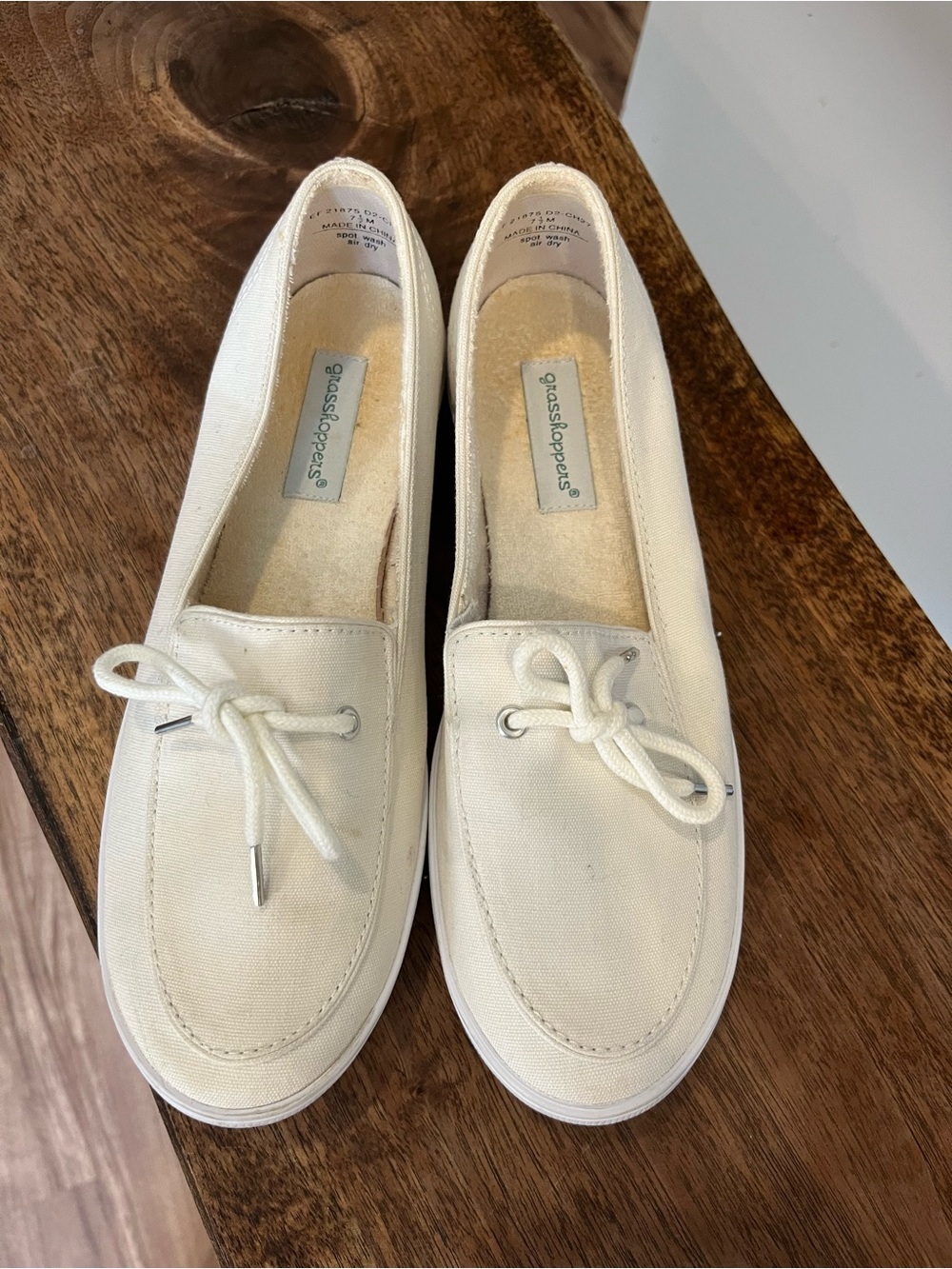 Grasshoppers Women's Off-White Canvas Slip-On Boat Loafers